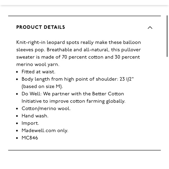 Madewell Leopard Sleeve Tensley Pullover Sweater - Picture 5 of 5